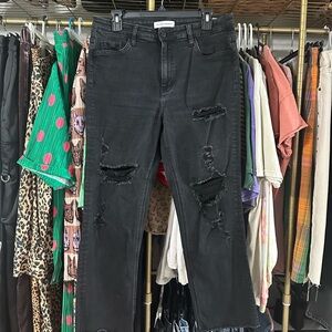 Flying Monkey Black Distressed Straight Leg Jeans